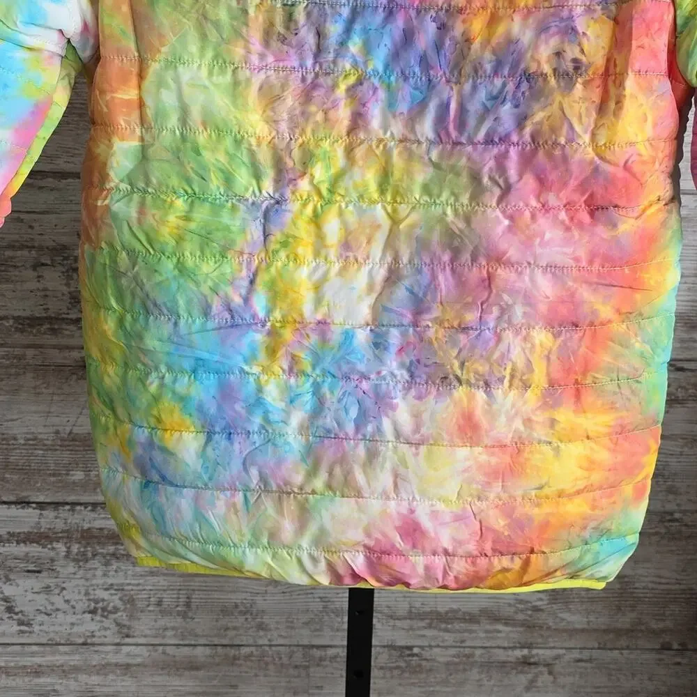 Alexa Rae Hooded Yellow Tie Dye Puffer Jacket Kids Size Medium 12/14 NWT
